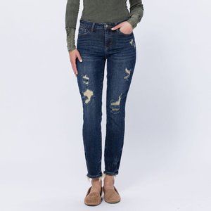 JUDY BLUE MID-RISE DESTROYED RELAXED FIT